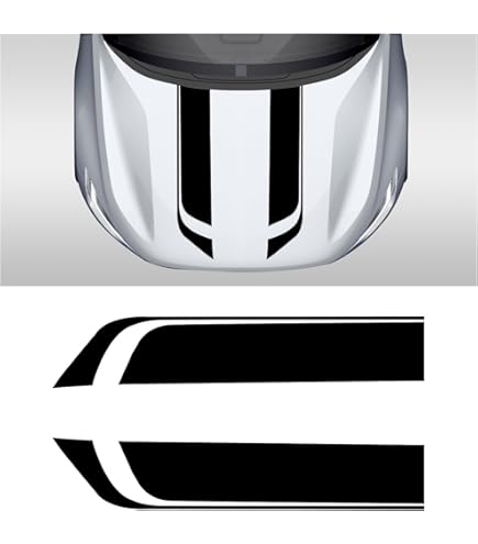 Ford Taurus Hood Spear Stripes Decal - Metallic Matte Chrome Black Racing Trim