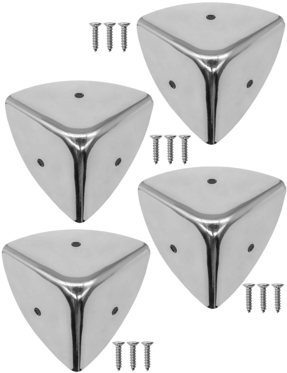 FUXXER® 4 x Stainless Steel Corner Rounded Edge Protection Fittings for Furniture & Boxes