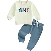 Lenjindjer Baby Boy First Trip Around the Sun Birthday Outfits Long Sleeve One Space Shirt Jogger Pants 1St Birthday Clothes