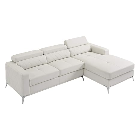 Sectional Sofa With Right Facing Chaise 2 Pieces Set Faux Leather Recliner White 2019 Updated Model By Bliss Brands Sectional Sofa With Right Facing Chaise 2 Pieces Set Faux Leather Recliner White 2019 Updated Model By Bliss Brands