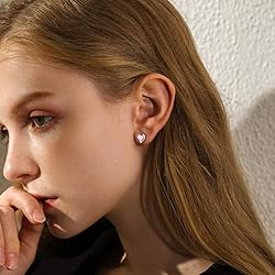 Pink Hearts Studs Earring Women 925 Sterling Silver