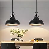 GUIHUALOVE Black Pendant Lights Kitchen Island, 2 Pack Kitchen Island Lighting, Farmhouse Pendant Light Fixtures (11.41" W), 