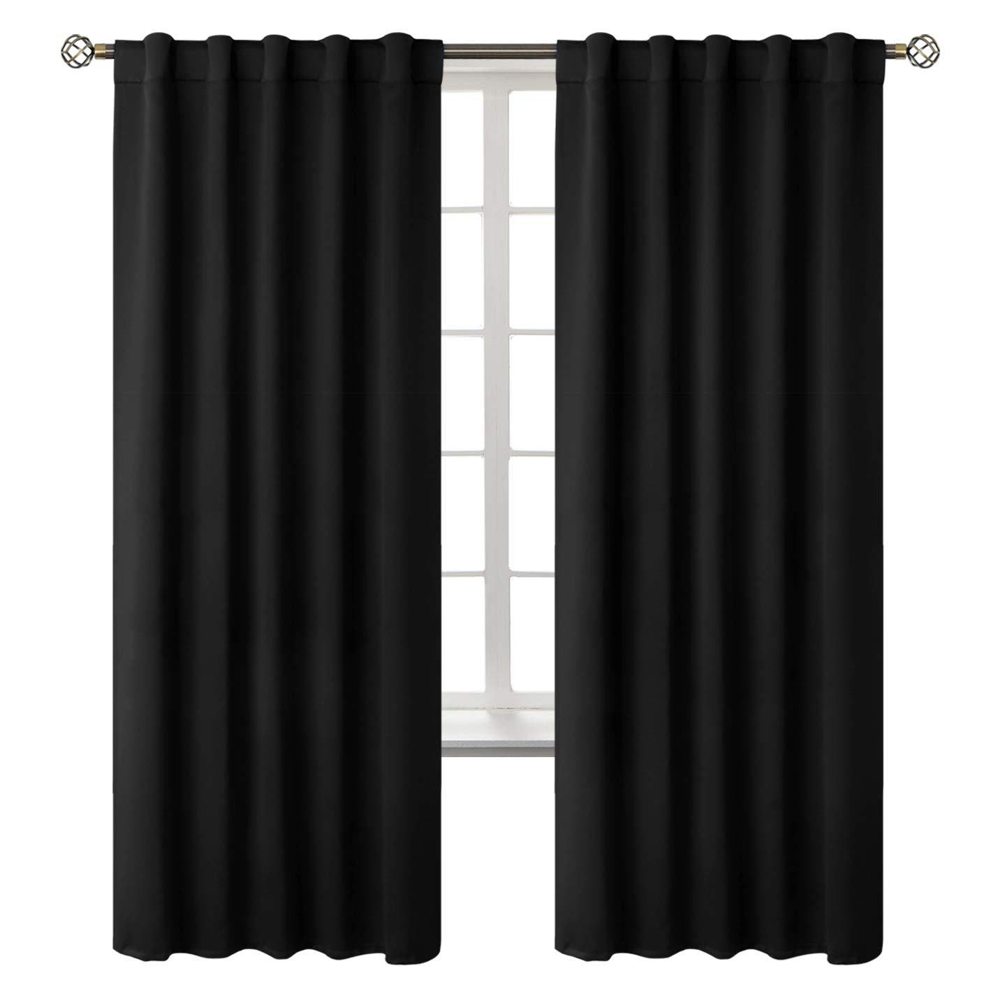 BGment Halloween Black Blackout Curtains 84 inches Long - Rod Pocket and Back Tab Thermal Insulated Bedroom Drapes for Living Room, 42 x 84 Inches, 2 Window Curtain Panels