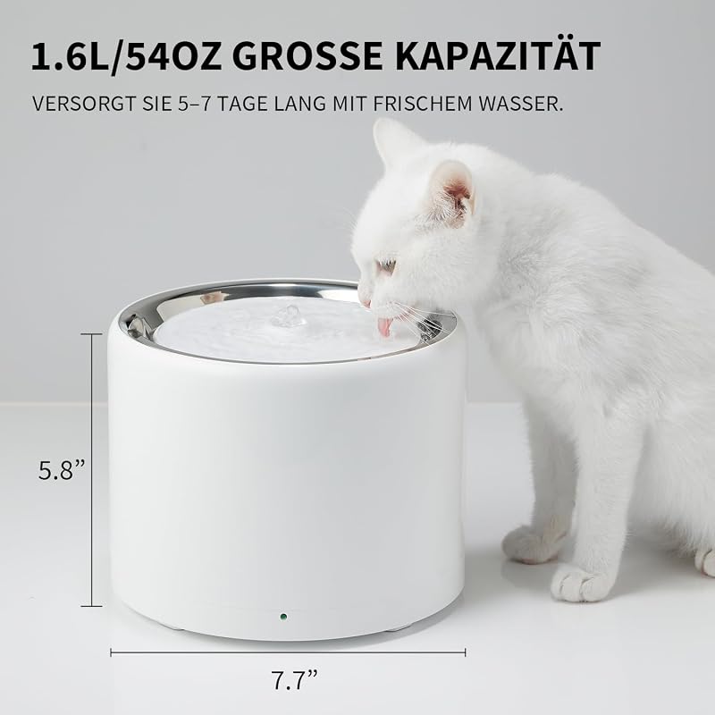 Drahtlose Wasserpumpe Automatische intelligenter Trinkbrunnen für Katze und Hund, Auskleidung aus rostfreiem Stahl, Beherbergt Nicht leicht Bakterien