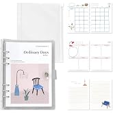 Monolike A5 Ordinary Days Diary Set, Sweet home - Academic Planner Weekly &amp; Monthly Planner with PVC Cover, Zipper bag