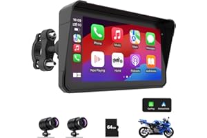 BOLLNG 60Hz Motorcycle Carplay GPS Navigation System with Dual 2K Dash Cam, Apple Carplay and Android Auto Screen for Moto, 6" IPS Touchscreen Support Bluetooth, Siri, Google Assistant, IP68 Waterproof
