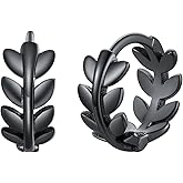 FaithHeart Leaf Huggie Hoop Earrings for Women, Sterling Silver/Stainless Steel Lightweight Hoop Earrings Hypoallergenic Small Huggie Hoops Jewelry Gifts