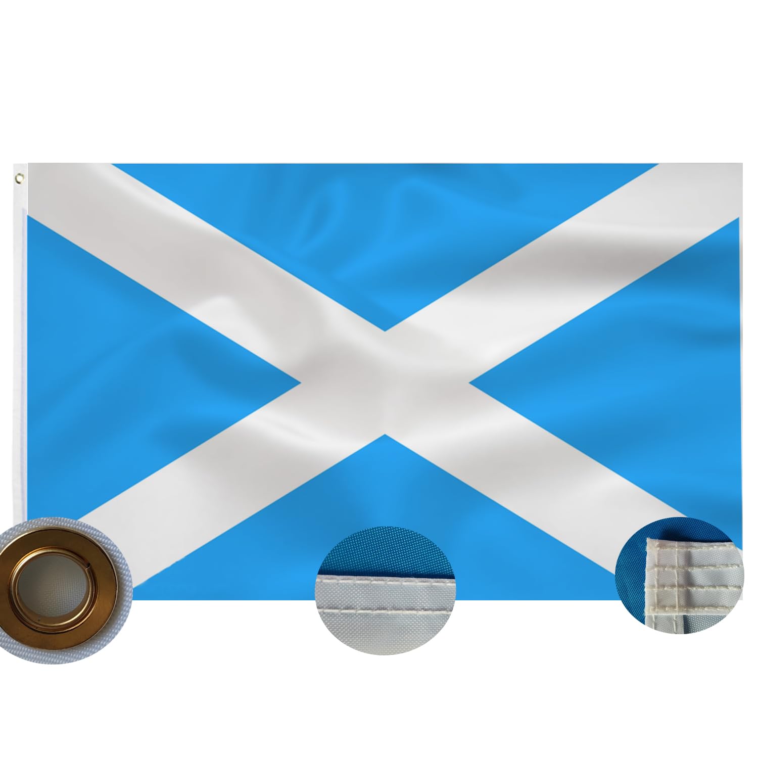 Scotland Flag Scotlish Saint Andrew's Cross Flag 3x5 Ft-90x150cm 210D Scotland National Flags Sewn Stripes Outdoors Indoors Brass Grommets