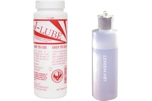 LBH Market Lubrication Bundle with J-Lube OB Lubric .PWD 10 OZ Dry Lubricant Powder Concentrate Water Based Lubrification for Veterinarian Use with Leak Proof 8 OZ Plastic Dispensing Bottle