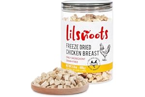 LILSNOOTS Freeze Dried Chicken Treats for Dogs Cats Single Ingredient Raw Chicken Breast Cube Pet Food Training Treats High Protein Low Fat Weight Control Grain&Gluten&Rawhide Free No Additives 5.6oz