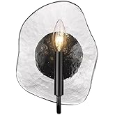 Golden Lighting Samara Matte Black One-Light Wall Sconce with Hammered Water Glass