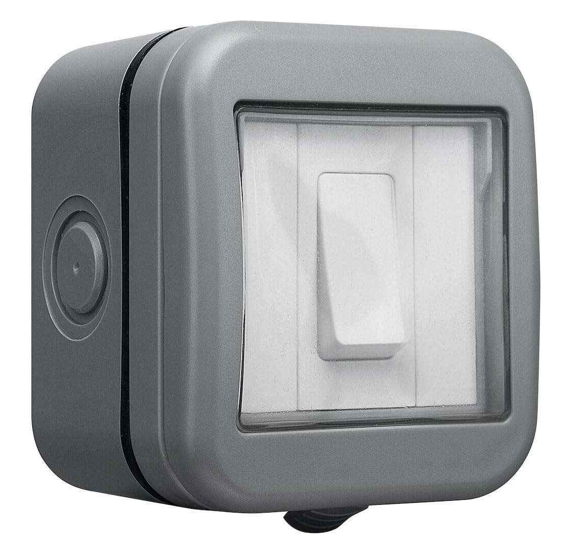 BG Electrical Outdoor Single Wall Switch, Weatherproof, Grey, 13A, IP55 Rated, WPB12