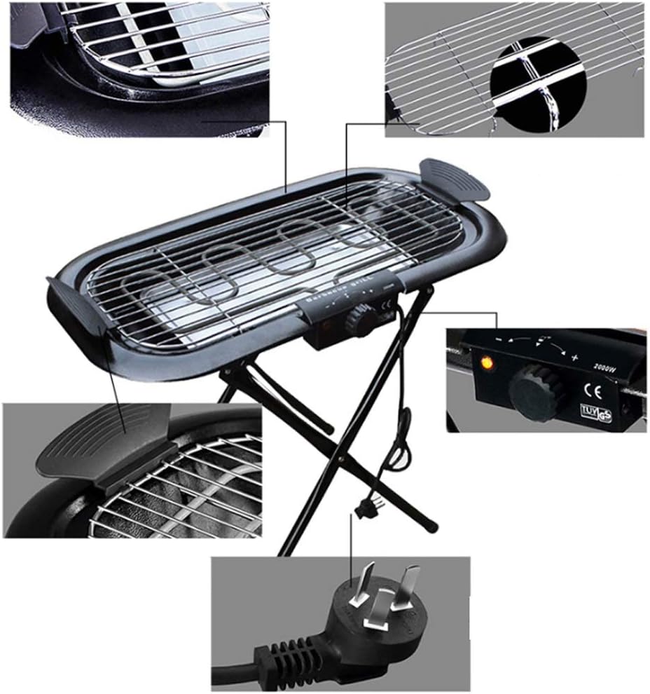 review Jun Feng Shop Barbecue Grill, Electric Grill Household Electric Grill + Outdoor Charcoal Grill Portable Electric Grill (3~8 Persons) BBQ Grill (Color : Black)