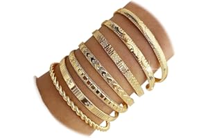 KISS WIFE Gold Bangles for Women, Open Adjustable Bangle Bracelets, Multi Layer Stackable Cuff Bracelet Set, Fashion Accessories Costume Jewelry Gift for Women