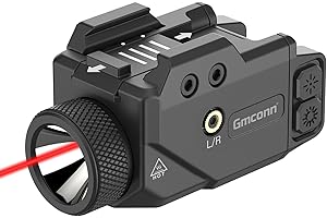 Gmconn 800 Lumen Tactical Flashlight Green Red Blue Laser LED Light Combo, Rechargeable Pistol Light with Strobe Function (Red Laser)