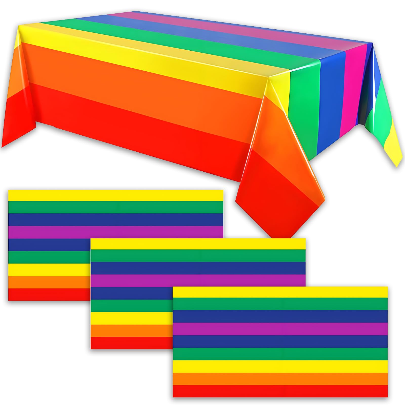 SMYJDMM Party Table Cloth, 3 Pcs Tables Covers, 137 * 274cm Birthday Table Cloth Pride Decorations Rainbow Tablecloth for Wedding Birthday Christmas Party Decorations