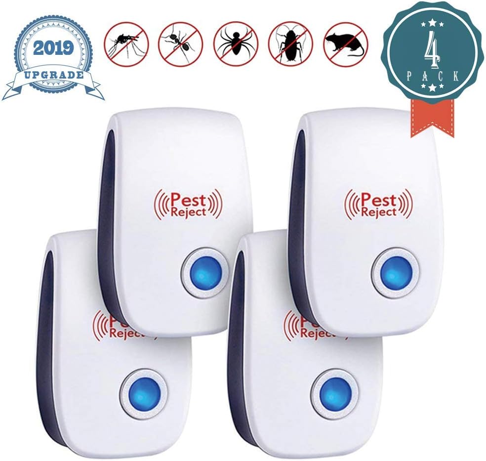 Yroch Ultrasonic Pest Repellent, 2019 Upgraded Pest Control Repeller Plug in Indoor Usage, Best Pest Controller to Bugs, Insects Mice, Ants, Mosquitoes, Spiders, Rodents and ROA. No Traps! (4-Packs)