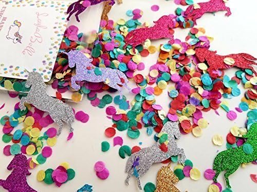 Rainbow Glitter Party Unicorn Confetti Decorations for Tables and displays