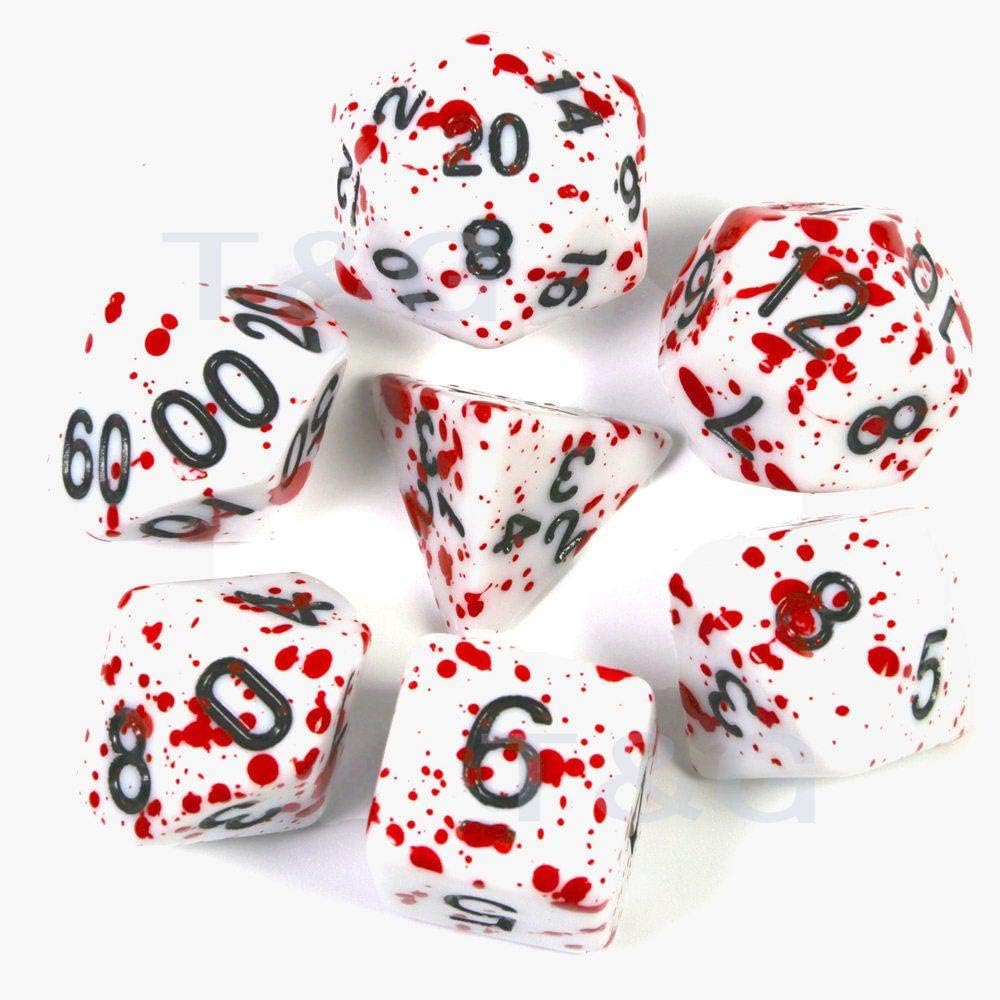 lonfenner Dice，Set Polyhedral Trpg Games For Dungeons Dragons Opaque Multi Sides Dice Pop Role Playing Games White Red Ink（3pcs）