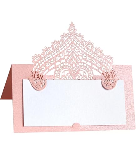 PATIKIL Table Place Cards - 25Pcs Red Rose Cut Design Wedding Seating Cards