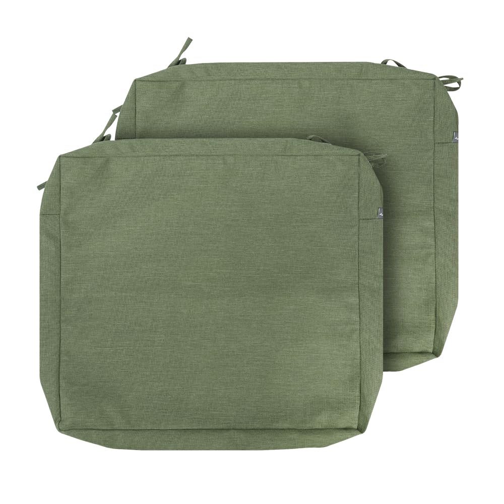 Photo 1 of Magpie Fabrics Patio Cushion Covers Set of 2(Replacement Cover only, No Insert!), Waterproof Indoor Ourdoor Deep Seat Chair Cushion Slipcover with Ties(24x24x4 Inch, Green)