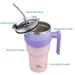 Konokyo 30 oz Tumbler with Handle and 2 Straw 2