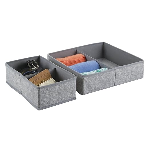 iDesign 04873EU Aldo Schubladen,Organizer aus Stoff, 4 Fächer, 35,6 x 30,5 x 10,2 cm, grau, 2er Set