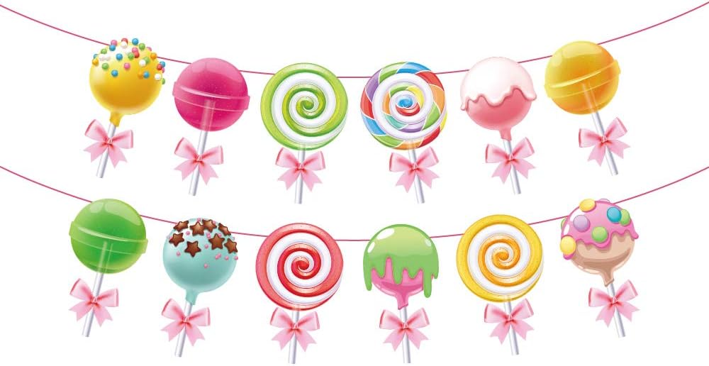 Anor WishLife Candyland Banner,Lollipop Banner,Rainbow Candy Banner,Donut Banner,Candyland Party Supplies,Candyland Baby Shower,Candyland Decoration for Girls,Kids,Home,Classroom,Bedroom