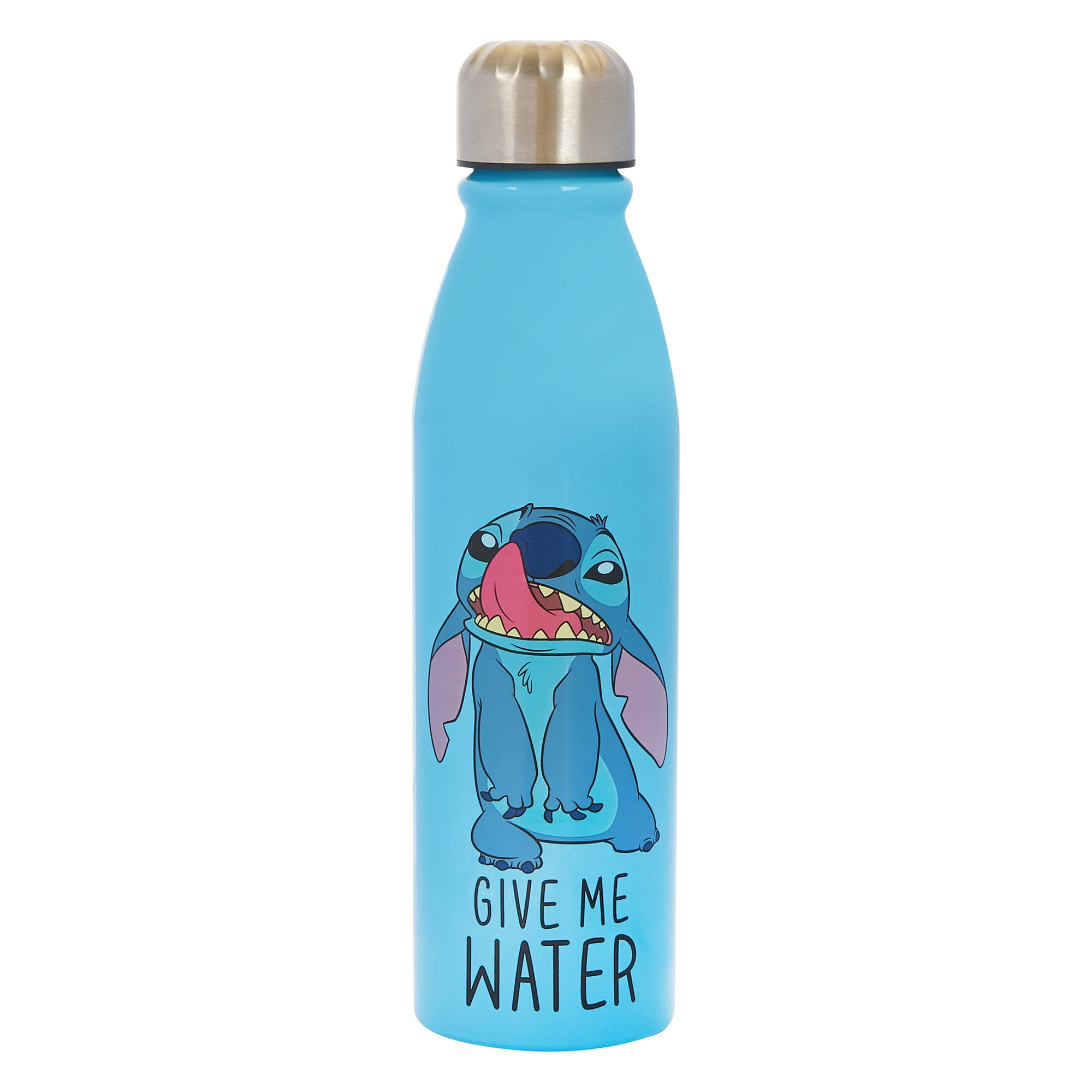Disney Stitch Aluminum Water Bottle 600ml – Official Merchandise by Polar Gear, Kids Reusable Non Spill BPA Free Recyclable - Ideal For School Nursery Sports Picnic - Multicolour