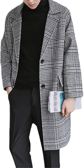 Amazon チューカー レディース チェスターコート ラシャコート メンズ ダッフルコート テーラード ロングコート アウター チェック柄 ペアルック 前ボタン 男女兼用 コート ジャケット 通販