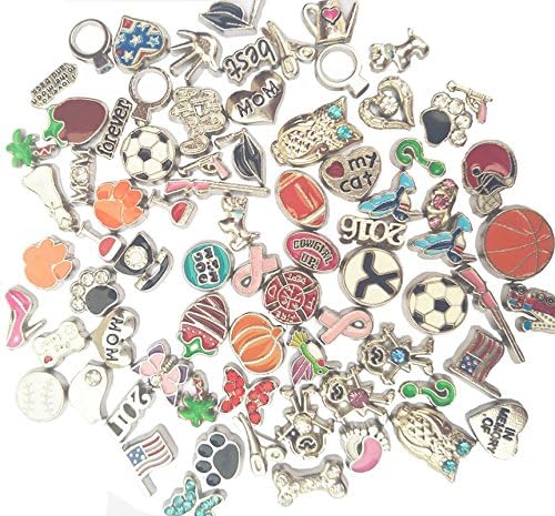 Dotiow 200pcs No Repeat Floating Charms Mixed Women Fashion Jewelry Accessories Necklace Bracelets for Glass Living Memory Floating Locket Pendant Mother's Day Birthday Xmas Gift