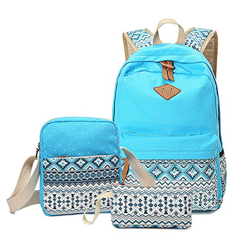 Lightweight Laptop Canvas Backpack, leaves pattern