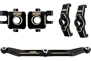INJORA Brass Steering Blocks Knuckle, Steering Link and Caster Blocks C-Hubs Set for TRX4M 1/18 RC Crawler Upgrade Parts（Blac