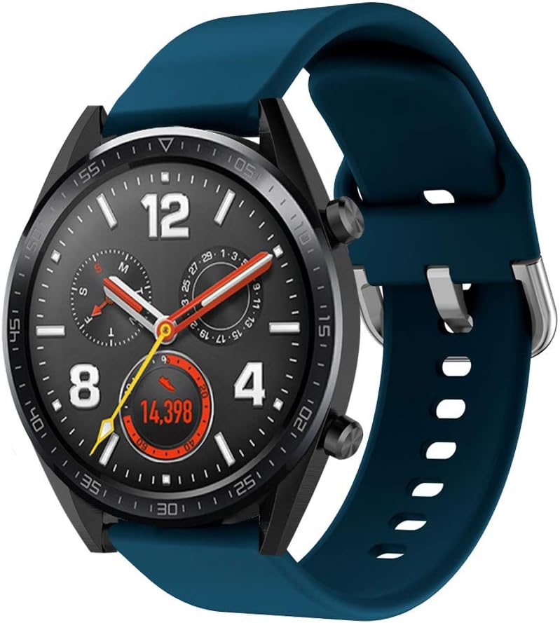 8PC Soft Silicone Replacement Bands Compatible with Huawei Watch GT/Watch GT Active 46mm/Honor Magic,Homsta Quick Release Sport Watch Strap Buckle Bracelets Wristband Accessories for Women Men