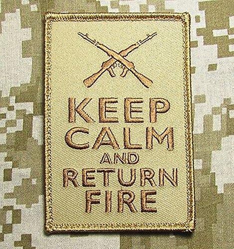 Keep Calm And Return Fire 2nd Amendment Tactical Usa Desert Velcro Morale Patch