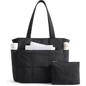 LIGHT FLIGHT Tote Bag for Women, 2-Pc Puffy Tote Bag Set with Compartments, Lightweight Large Shoulder Handbags for Travel