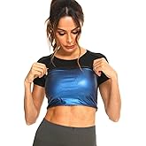 Nanooer Sauna Suit for Women Sweat Suit, Short Sleeve Sweater for Women, Athletic Tee Sauna Top Compression Waist Trainer