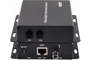 HEBBEKO 2 Port POTS Telephones and Network Extender Over Fiber Optic A Set, PCM Phone RJ11 RJ45 to Fiber Converter, ST Optical Singlemode 20Km Multimode 500M,Support Called id, Ring and Fax