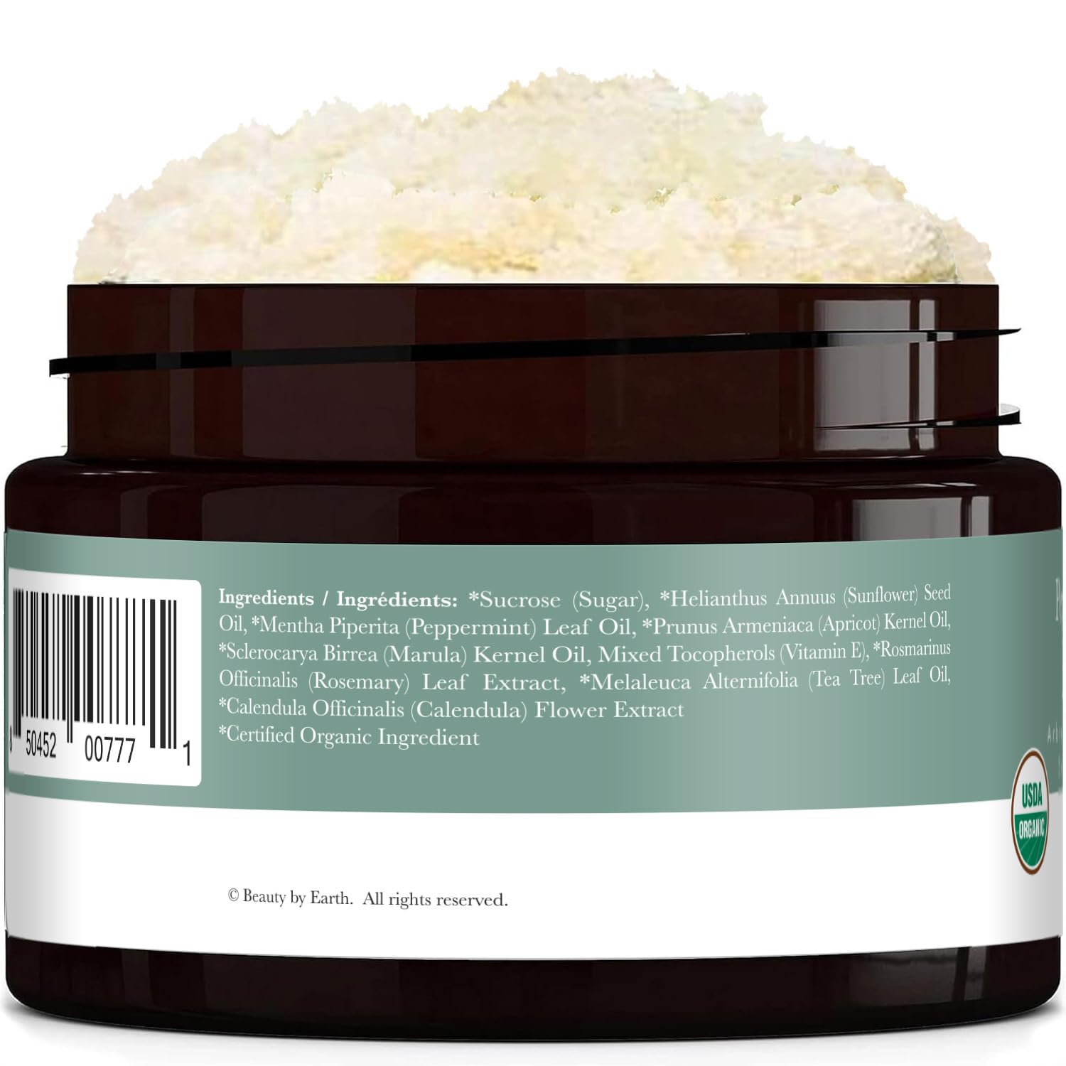 Peppermint Tea Tree Organic Body Scrub - USA Made Sugar Scrub with Natural Ingredients, Moisturizing Body & Foot Exfoliator for Dry and Sensitive Skin, Removes Dead Skin Cells & Reduces Ingrown Hair