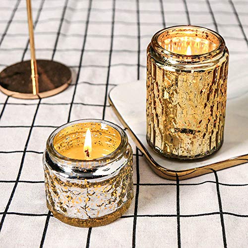 Reabeam Essential Oils Scent Smokeless Incense Scented Candles in Glass, Highly Scented & Long Lasting Aromatherapy Frosted Glass Jar Candles for Home (Golden,1)