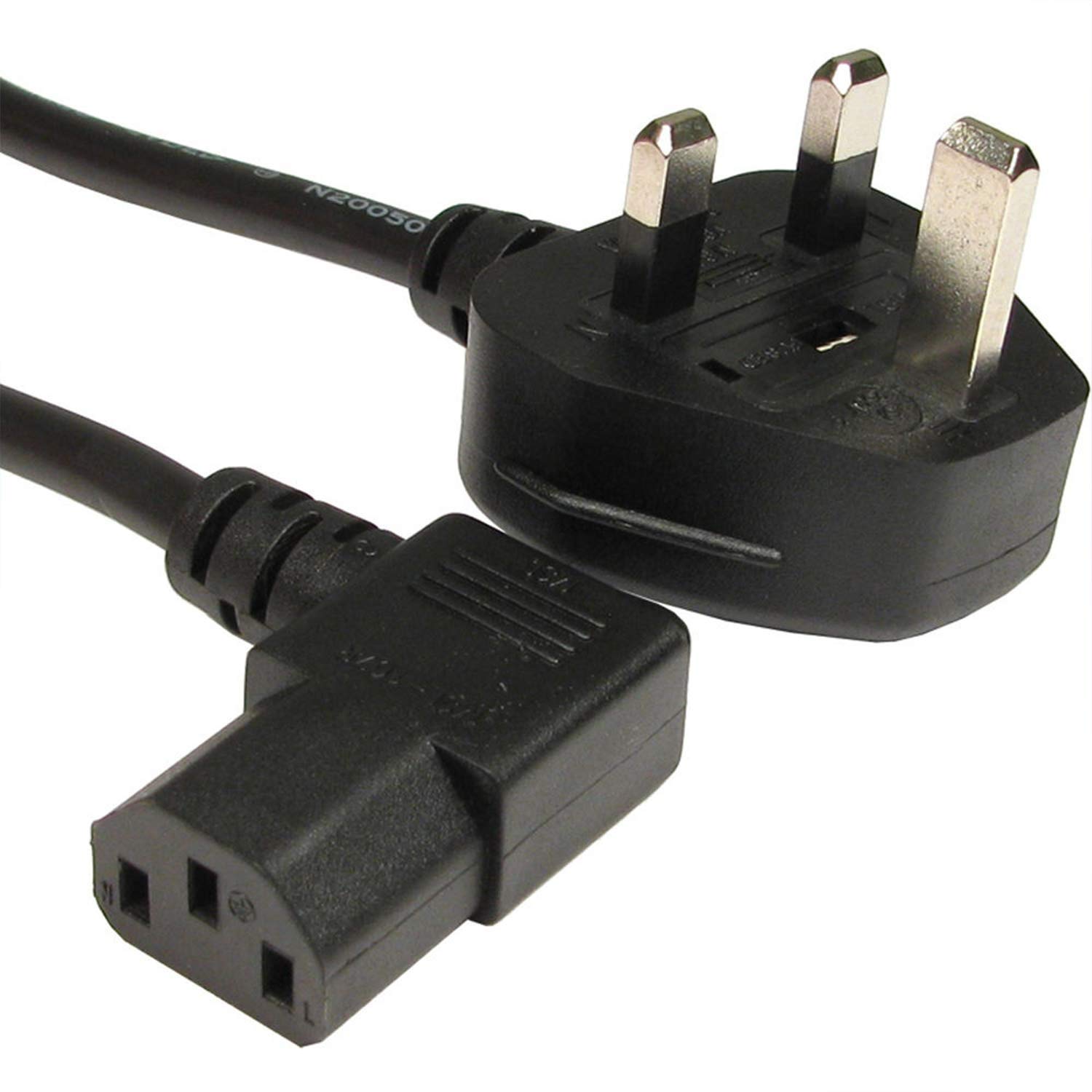 UK Plug Mains Power Cable - Angled Kettle Lead - IEC C13 H05VV-F 0.75mm² 3G 13A - Compatible with LG, Panasonic, Samsung, Sony, Panasonic, Acer, Asus, BenQ, Dell, Compaq and more - For LCD Plasma TV Monitor Printer PC Projector and other Appliances - Length: 5M / 16.4ft