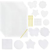 Pllieay 36Pcs Mesh Plastic Canvas Sheets Kit, Embroidery Tools for Craft | Embroidery Canvas Sheet Craft Including 30 Pieces 6 Shapes 3 Inch Plastic Canvas and 6 Pieces Rectangular Plastic Canvas