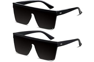 LYZOIT Square Oversized Sunglasses for Women Men Big Flat Top Fashion Shield Large UV Protection Rimless Shades