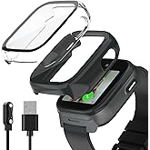SimpleThings Compatible with Cosmo JrTrack 5 Screen Protector, Hard PC Case with HD Clear Tempered Glass Screen Protector for Cosmo JrTrack 5 Watch for Kids Boys Girls (Black+Clear)