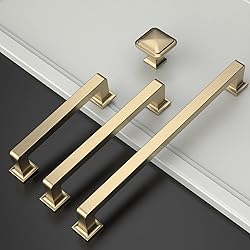 Amerdeco 10 Pack Brushed Brass Cabinet Pulls