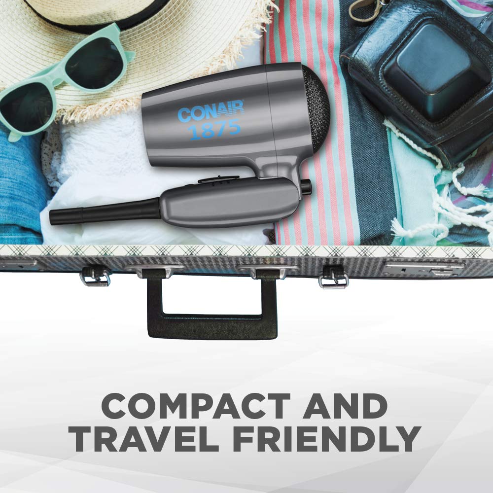 Conair 1875 Watt Compact Folding Handle Hair Dryer, Travel Hair Dryer: Beauty