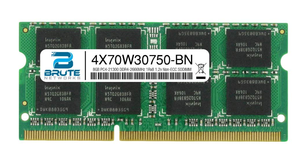 Brute Networks 4X70W30750-BN - 8GB DDR4-2666MHz 1Rx8 Non-ECC SODIMM (Compatible with OEM PN# 4X70W30750)