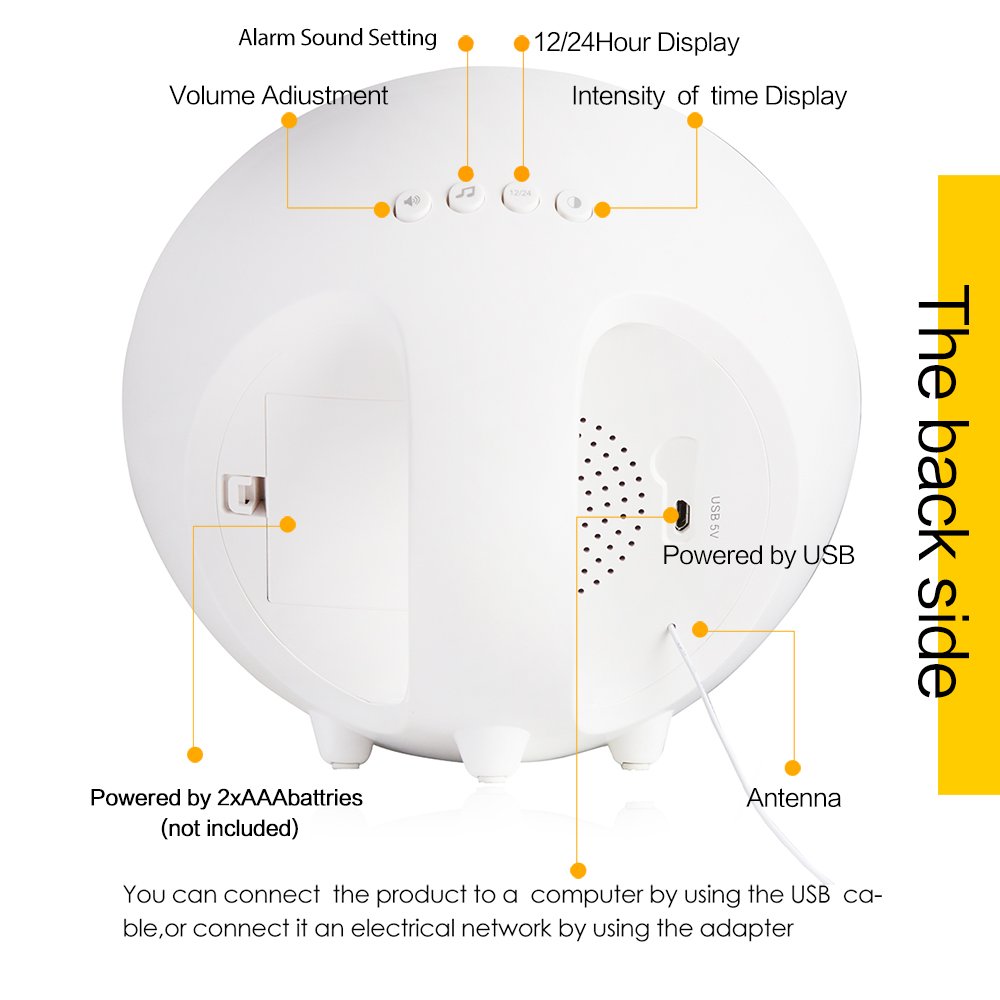 Reliatronic Sunrise Alarm Clock, Wake-Up Light Alarm Clock with 6 Nature Sounds, 7 Colors Light, FM Radio, USB Charger,Touch Control