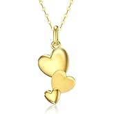 14k Gold Heart Necklace for Women Solid Gold Love Heart Pendant Necklace Love Jewelry Gifts for Wife, Mom, 18 Inch