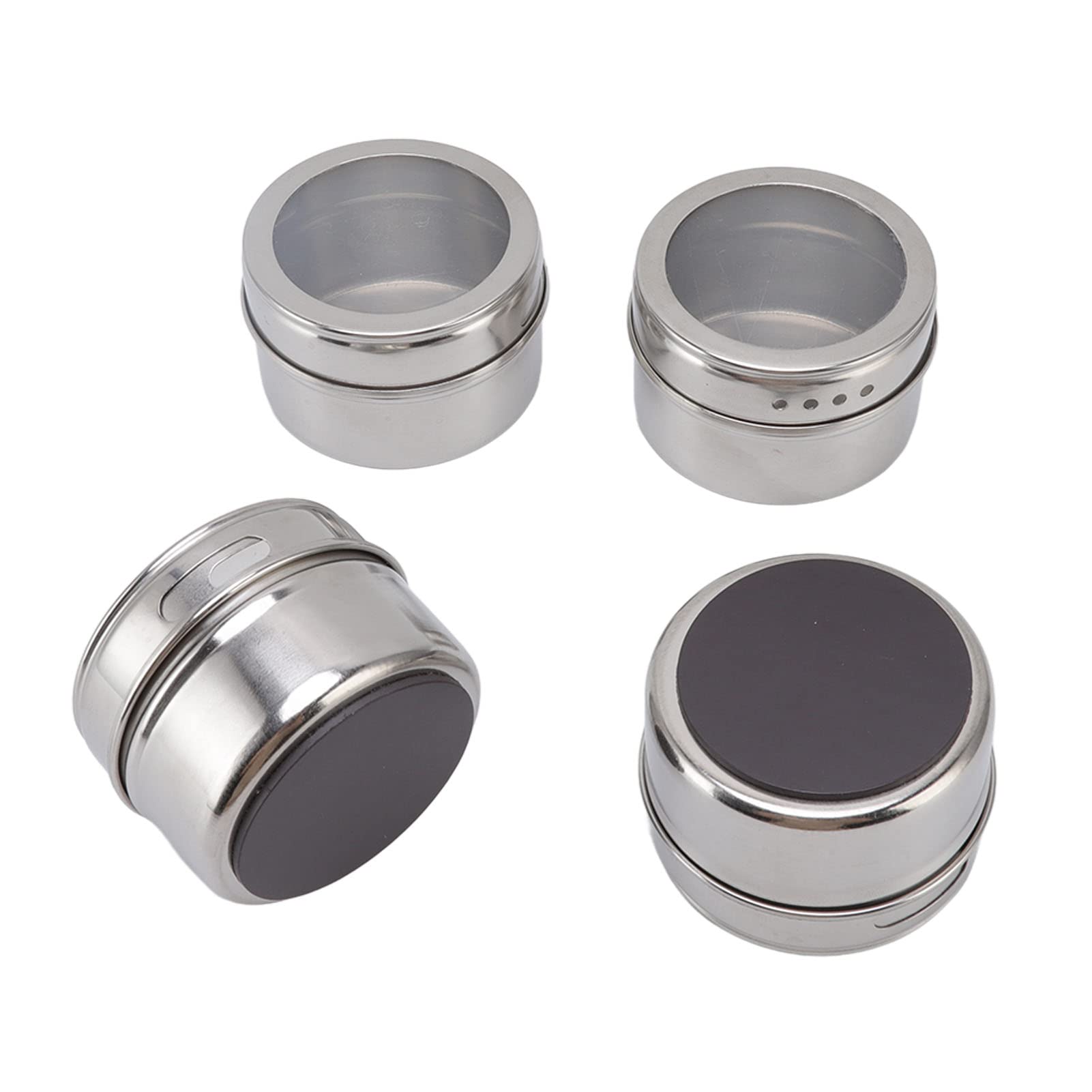 BORDSTRACT Set of 4 Magnetic Spice Jars, Stainless Steel Seasoning Storage Containers with Clear Sift and Pour Lid, for Refrigerator, Backsplash and So on Brand